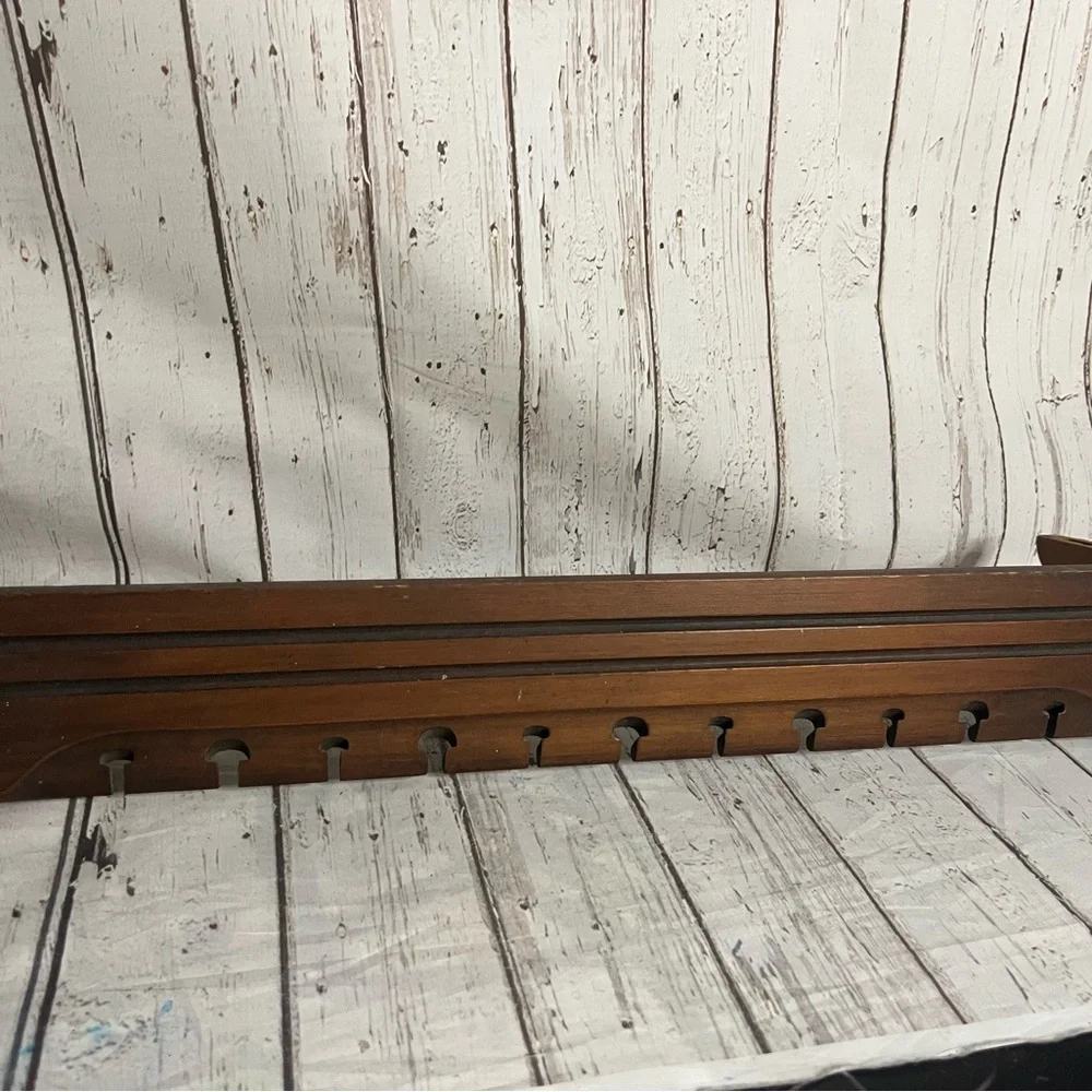 Vintage Wooden Plate Spoon Display Rack Wall Shelf Collection Pegs